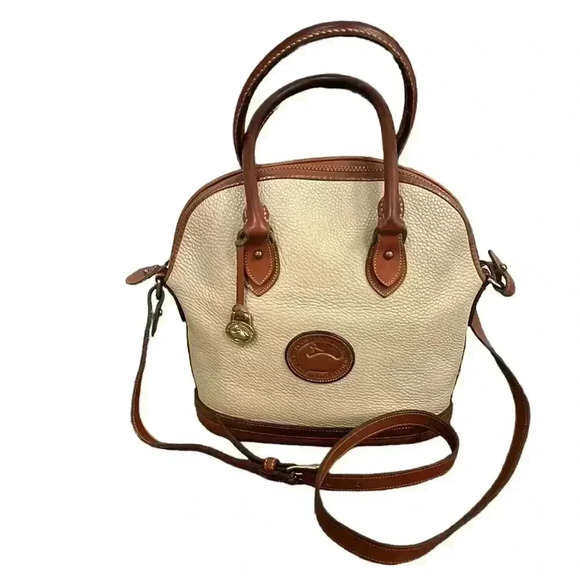 Dooney & Bourke Two Tone Cream Brown Classic Dome Satchel - Picture 1 of 11